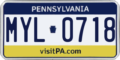 PA license plate MYL0718