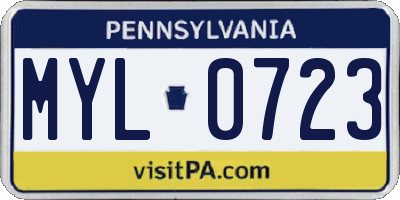 PA license plate MYL0723