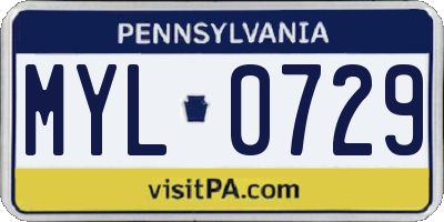 PA license plate MYL0729