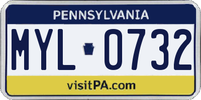 PA license plate MYL0732