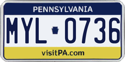 PA license plate MYL0736