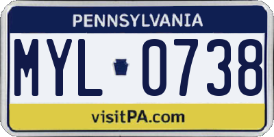 PA license plate MYL0738