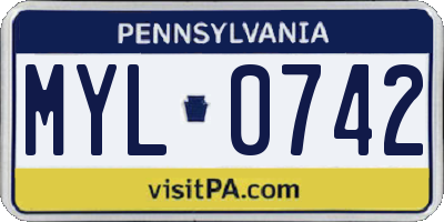PA license plate MYL0742