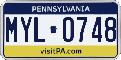 PA license plate MYL0748