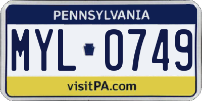 PA license plate MYL0749