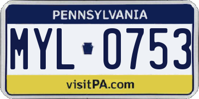 PA license plate MYL0753