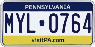 PA license plate MYL0764
