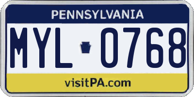 PA license plate MYL0768
