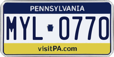 PA license plate MYL0770