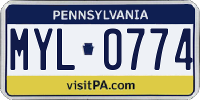 PA license plate MYL0774