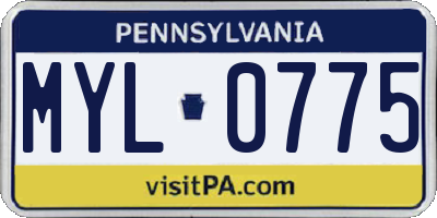 PA license plate MYL0775