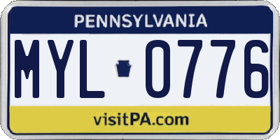 PA license plate MYL0776