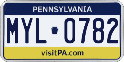 PA license plate MYL0782