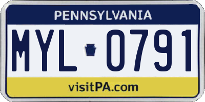 PA license plate MYL0791