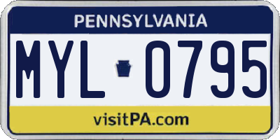 PA license plate MYL0795