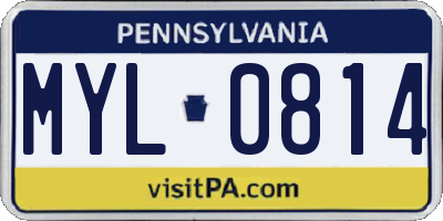 PA license plate MYL0814
