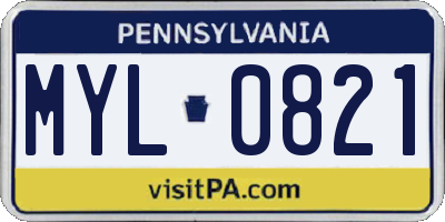 PA license plate MYL0821