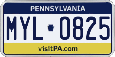 PA license plate MYL0825