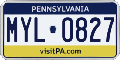 PA license plate MYL0827