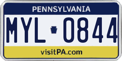 PA license plate MYL0844