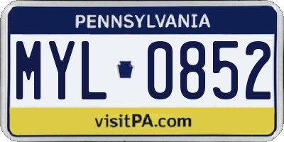 PA license plate MYL0852