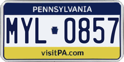 PA license plate MYL0857