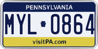 PA license plate MYL0864