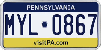 PA license plate MYL0867