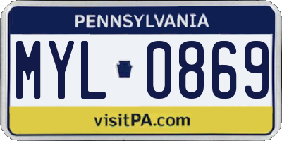 PA license plate MYL0869
