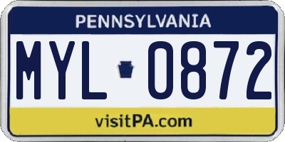 PA license plate MYL0872