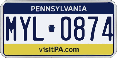 PA license plate MYL0874