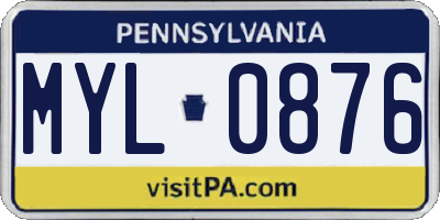 PA license plate MYL0876