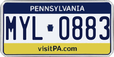 PA license plate MYL0883