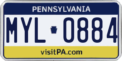 PA license plate MYL0884