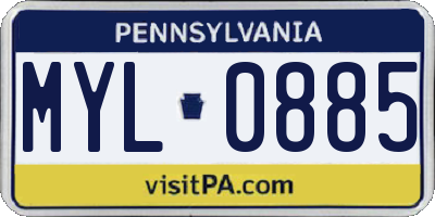 PA license plate MYL0885