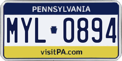 PA license plate MYL0894