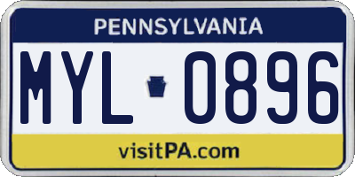 PA license plate MYL0896
