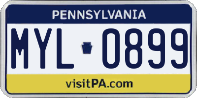 PA license plate MYL0899