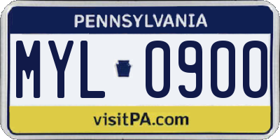 PA license plate MYL0900