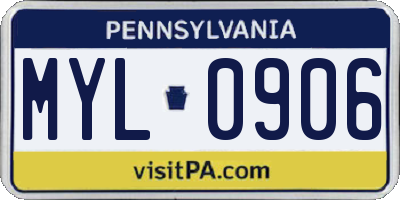 PA license plate MYL0906