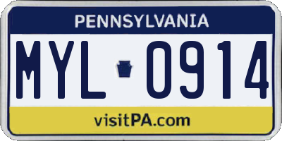 PA license plate MYL0914