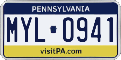 PA license plate MYL0941