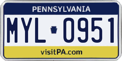 PA license plate MYL0951