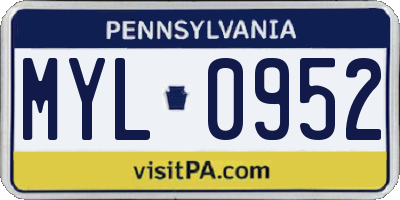 PA license plate MYL0952