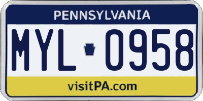 PA license plate MYL0958