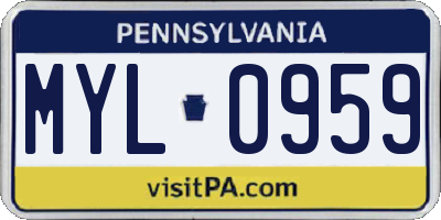 PA license plate MYL0959