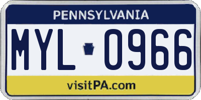 PA license plate MYL0966
