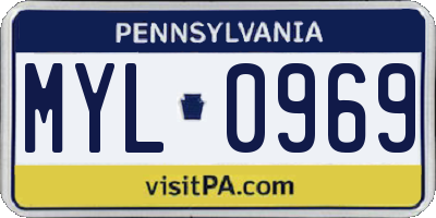 PA license plate MYL0969