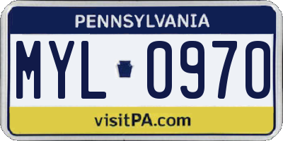 PA license plate MYL0970