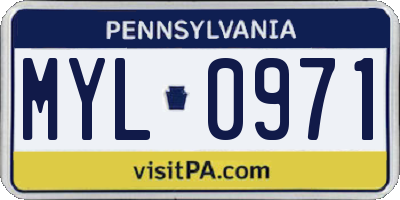 PA license plate MYL0971
